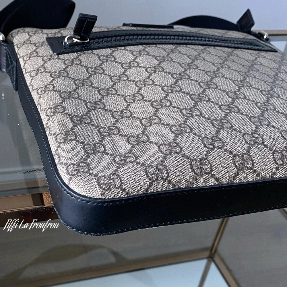 Gucci Beige and Black Signature Messenger Bag